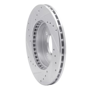Nissan APRio Brake Rotor (1) - Front Right - R1 Concepts - Drilled & Slotted - Silver - `02-`11